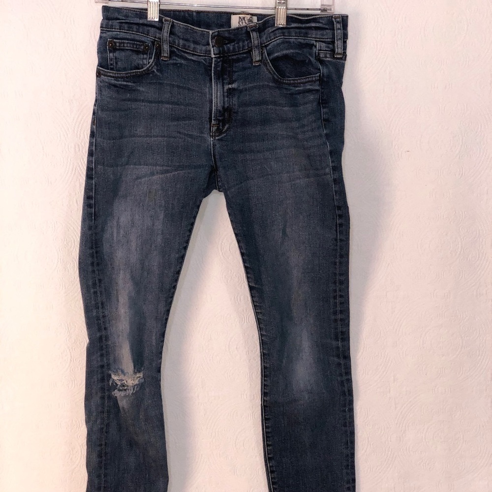 J Crew distressed jeans toothpick selvedge 27
